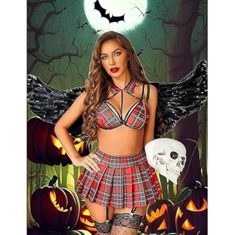 Women’s 3-Piece Cosplay Lingerie Set with Mini Skirt & Garter Belt - Velence India