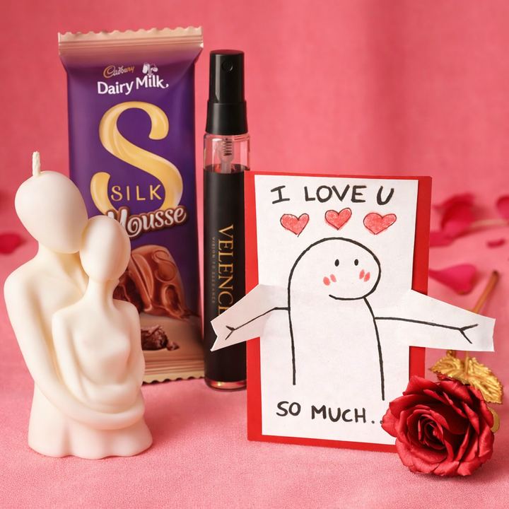 Velence India Love Surprise Gift Box featuring a beautifully designed box with romantic-themed decorations and a gift inside.