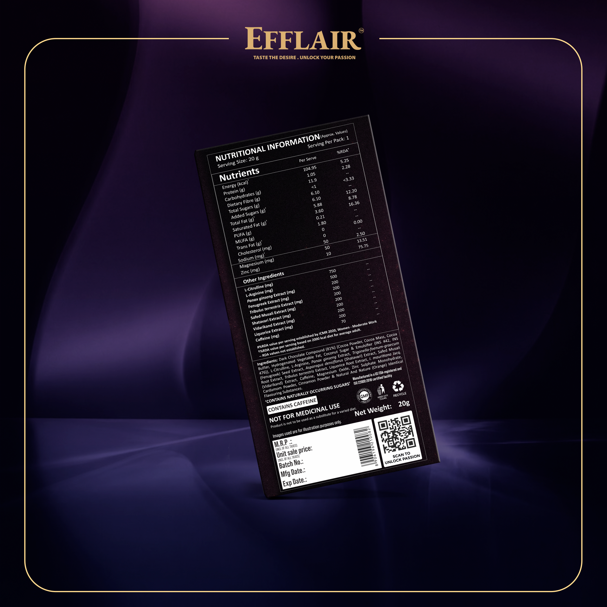 Efflair Aphrodisiac Chocolate for Men | 20g