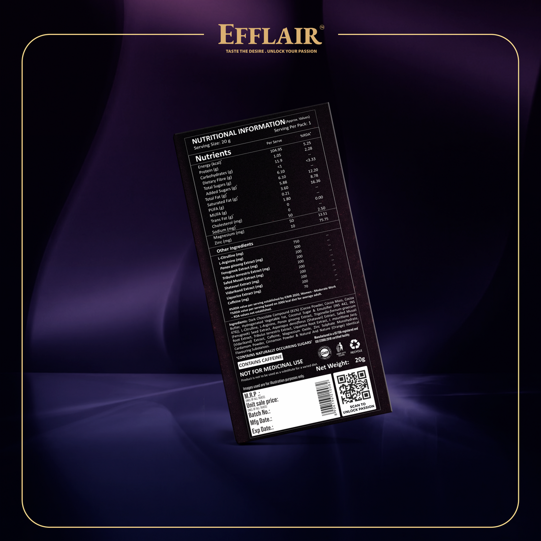 Efflair Aphrodisiac Chocolate for Men | 20g