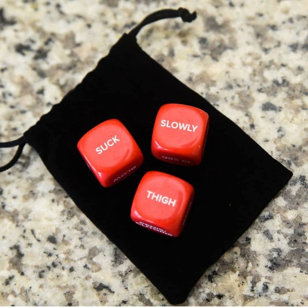 Velence Naughty Love Dice (3 Dice Set) – Fun Couples Bedroom Game with Velvet Pouch | Anniversary Gift for Him & Her - Velence India