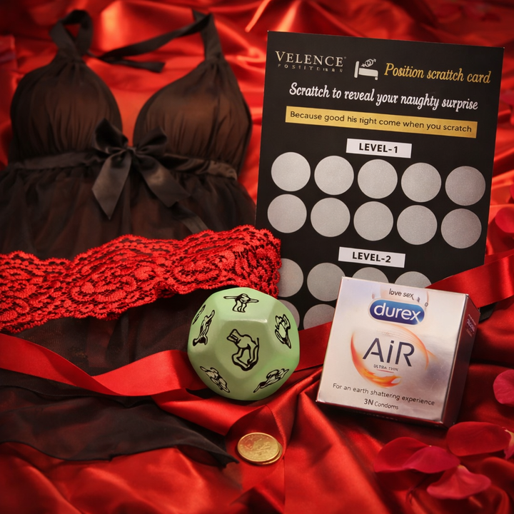 Velence India Ultimate Intimate Experience Box featuring a variety of personal care and intimate wellness products.