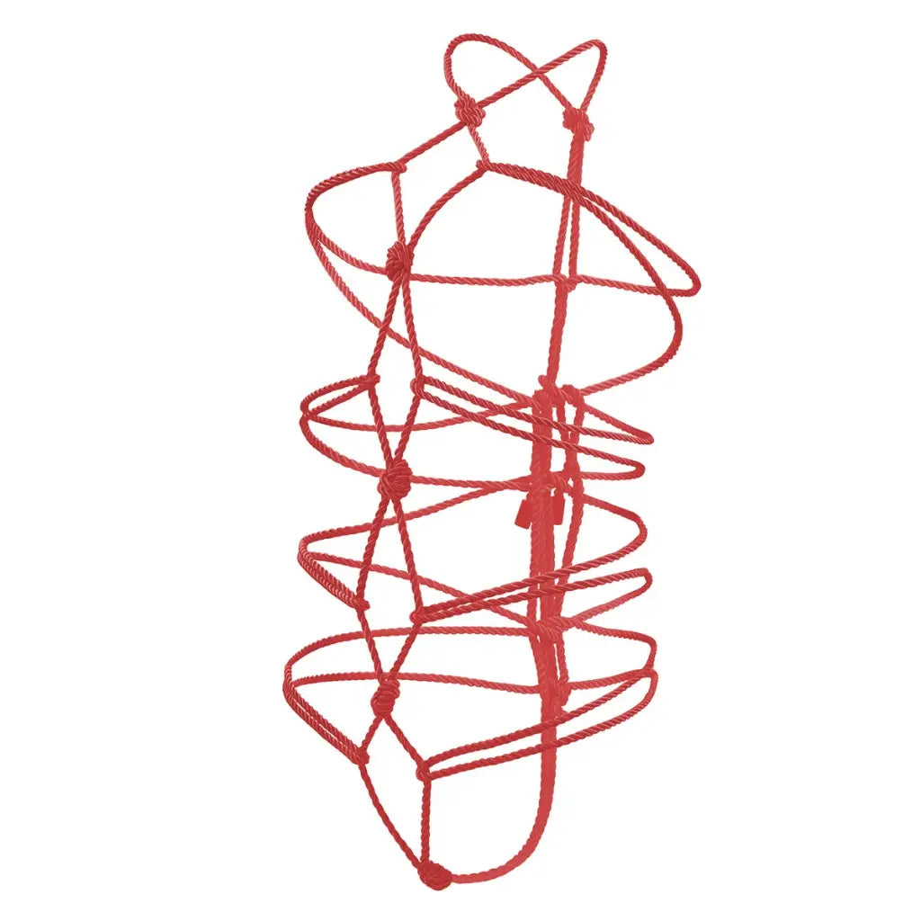 Red wire sculpture on a white background