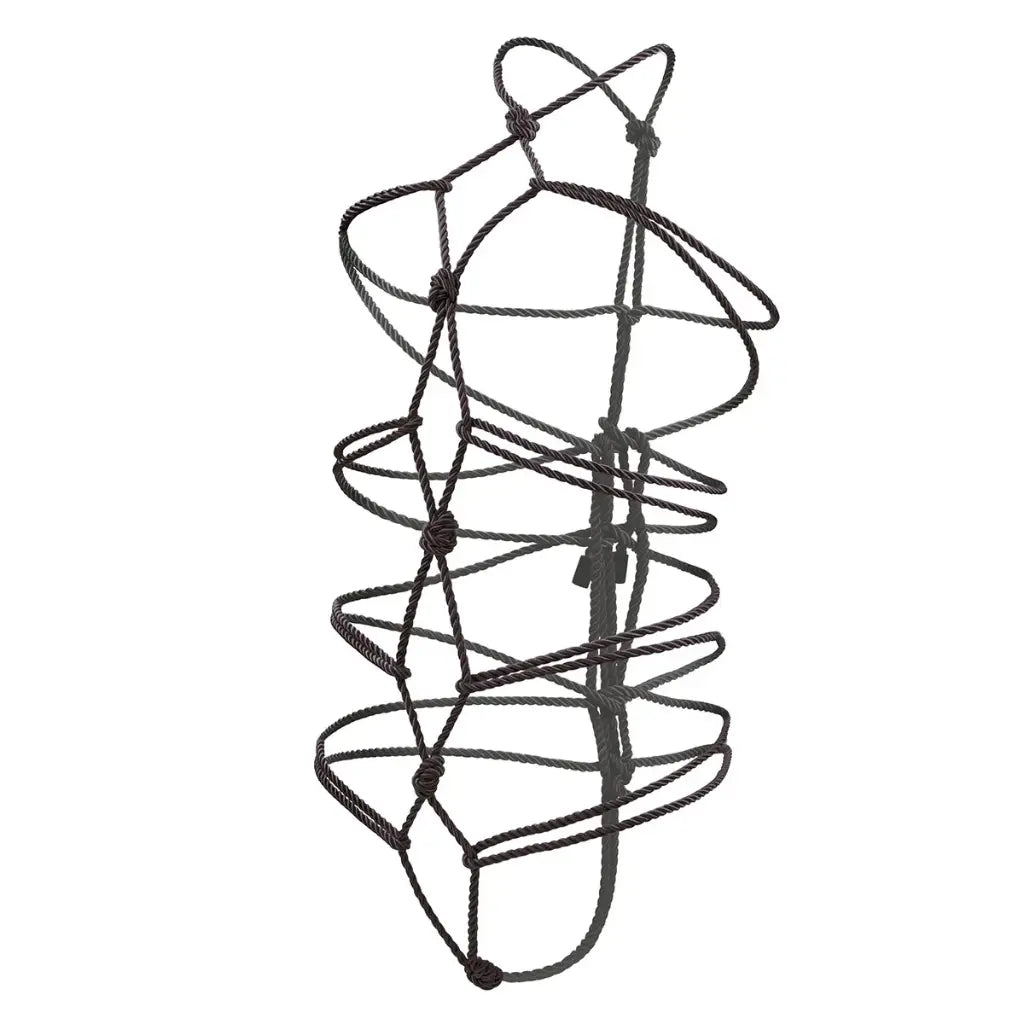 Black rope hammock on a white background