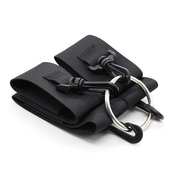 Black keychain with carabiner on a white background