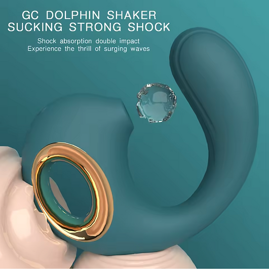 Teal and gold device with text on a teal background