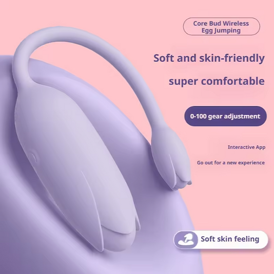 Purple electronic device with text on a pink background