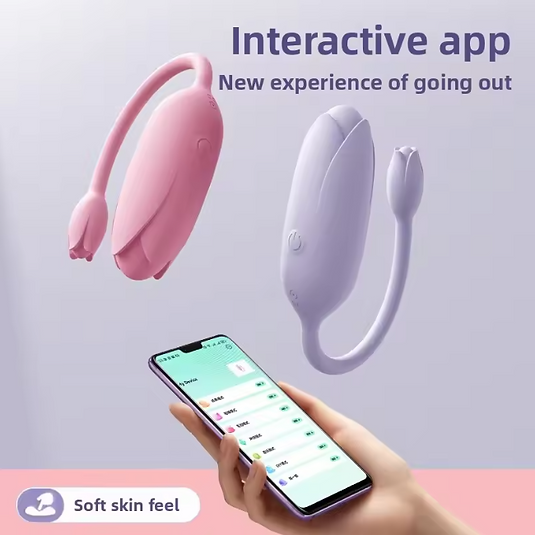 Two pink and purple devices with a smartphone displaying an app interface on a light purple background.
