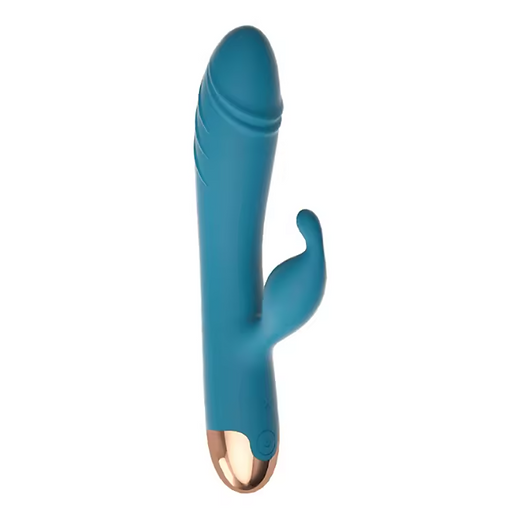 Blue and gold device on a white background