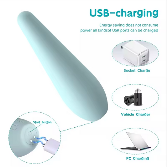 Product with USB-charging features and illustrations of charging methods on a white background.