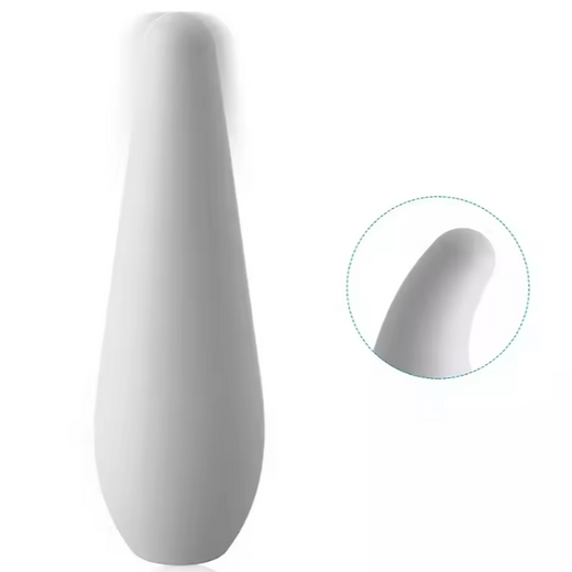 White ceramic vase on a white background with a close-up inset showing texture details.