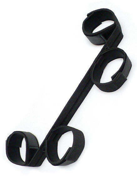 Black strap with adjustable buckle on a white background