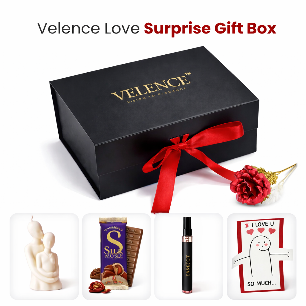 Vequence Love Surprise Gift Box with various items on a white background